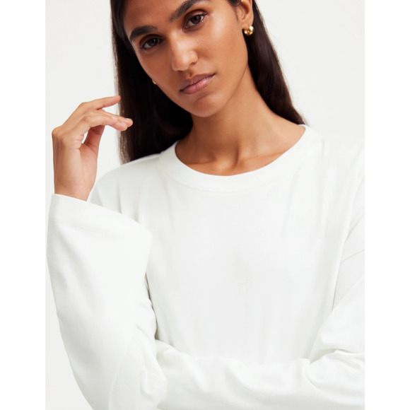 Madewell Easy Crewneck Long Sleeve Tee Top Oversized Relaxed White Basics S NWT - Picture 6 of 13